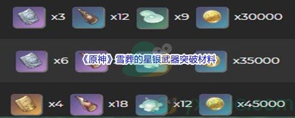 原神雪葬的星银武器突破材料介绍