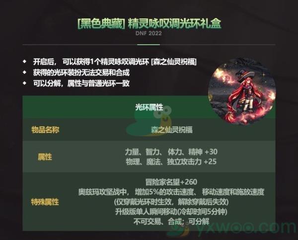 DNF森之仙灵祝福光环属性介绍